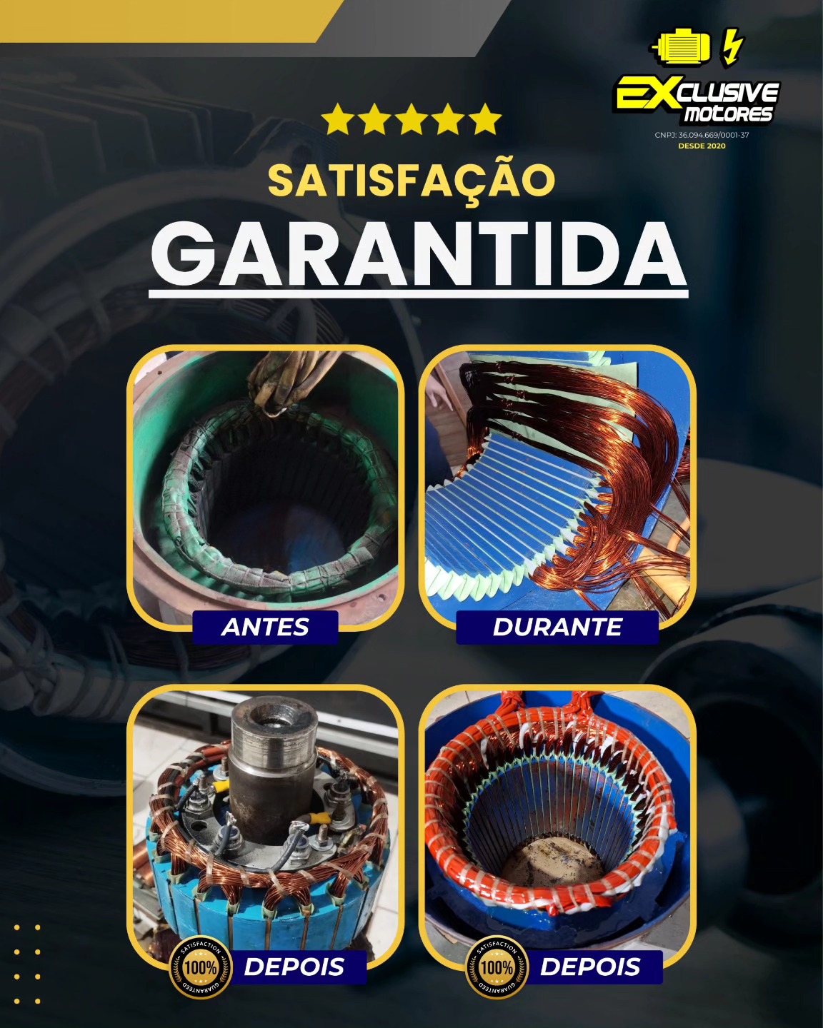 Resultado de manutenção de motor elétrico industrial